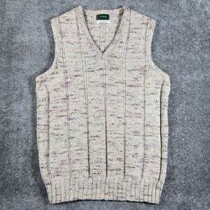 Vintage McGregor Sweater Vest Men's Large Beige Wool Blend V-Neck Ribbed